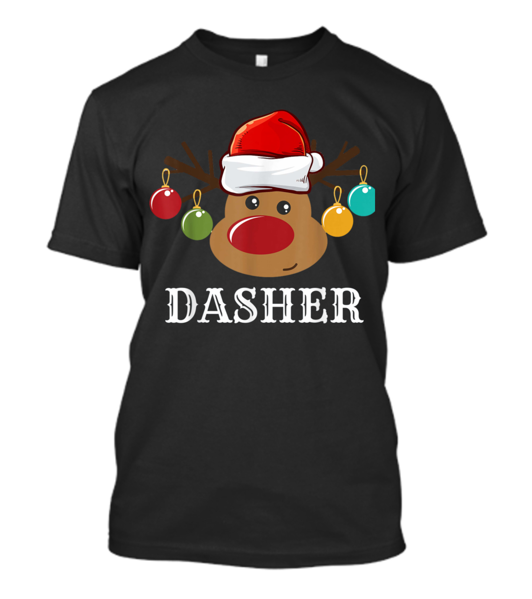 Dasher Reindeer Santa Hat Xmas Ornaments T-Shirt