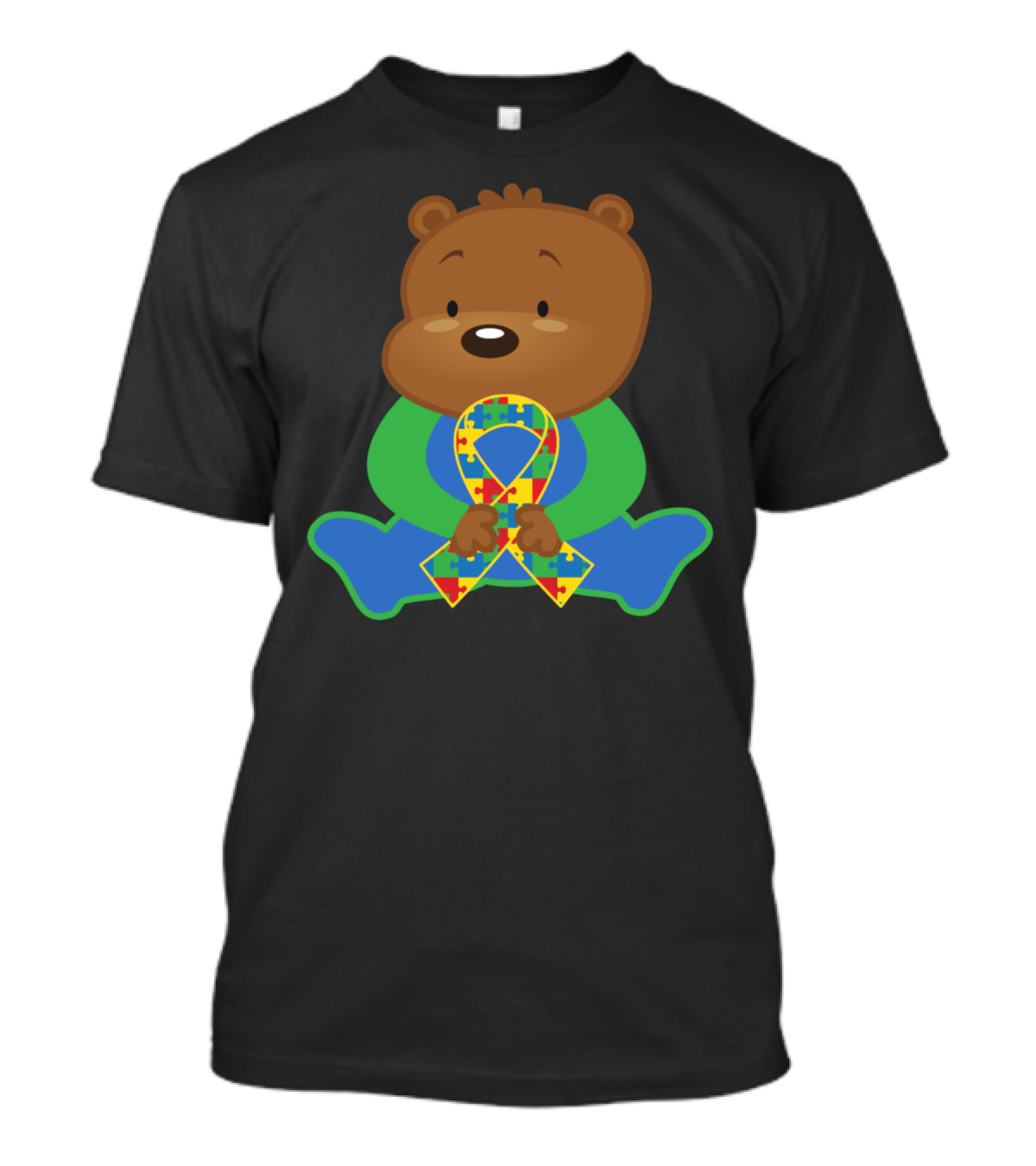 Autism Awareness Puzzle Ribbon Bear T-Shirt