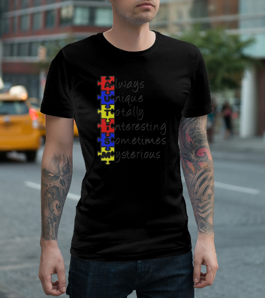 AUTISM DAD Always Unique Totally Interesting Sometimes Mysterious Acid Wash T-Shirt