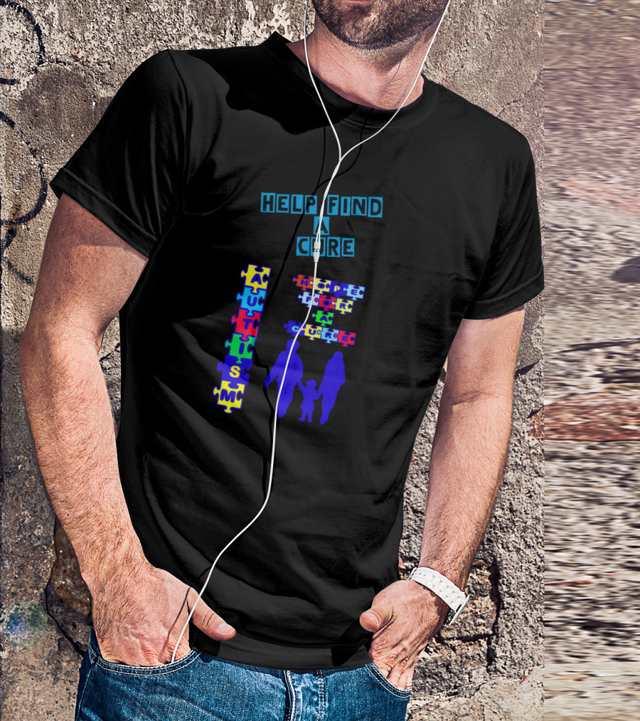 Help Find A Cure Autism Hope For A Cure Puzzle Pieces Family T-Shirt