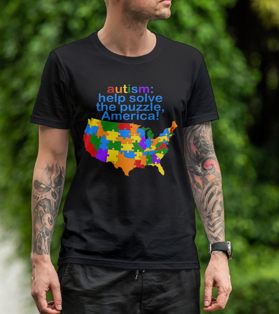 Autism Help Solve The Puzzle America Map T-Shirt