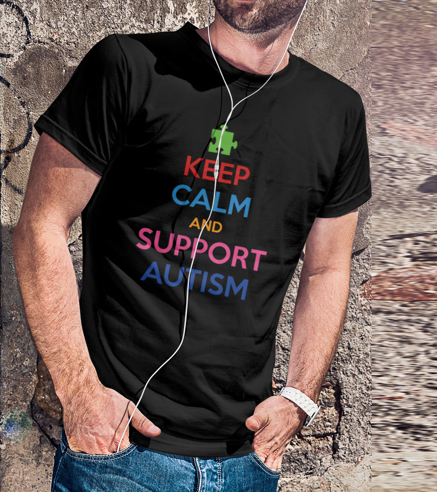 Keep Calm And Support Autism Puzzle Piece T-Shirt
