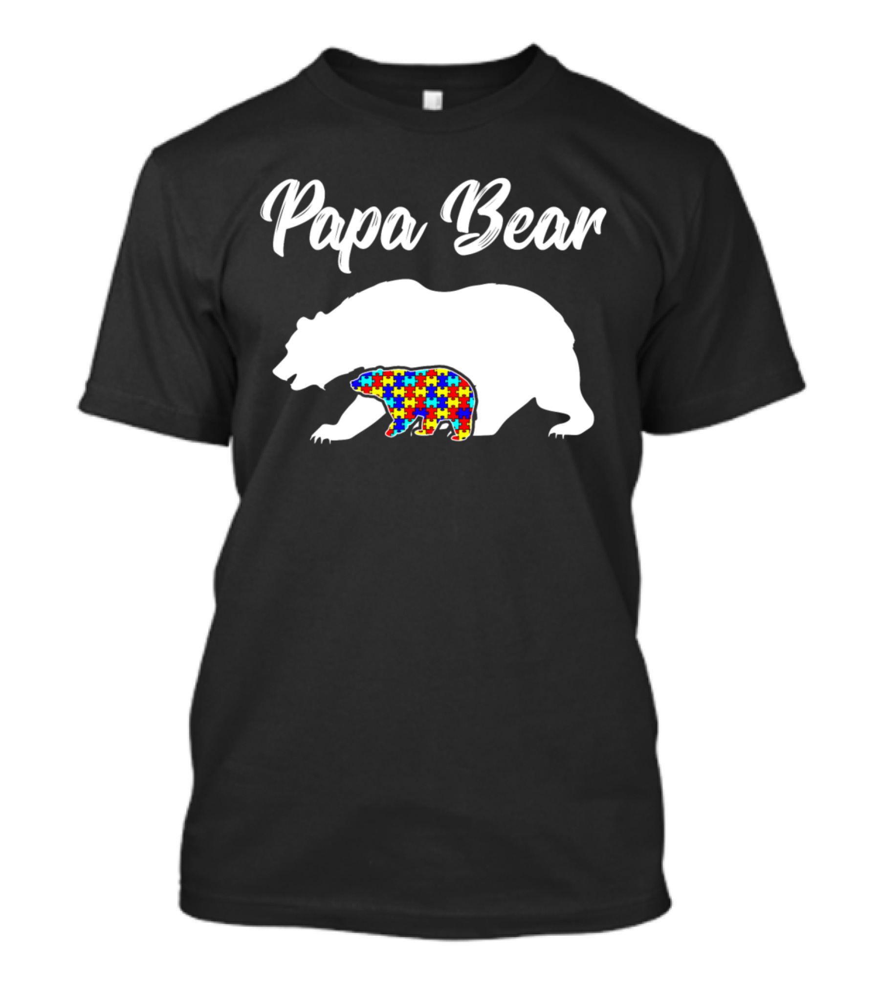 Papa Bear Autism Awareness Dad Men's Puzzle Bear T-Shirt