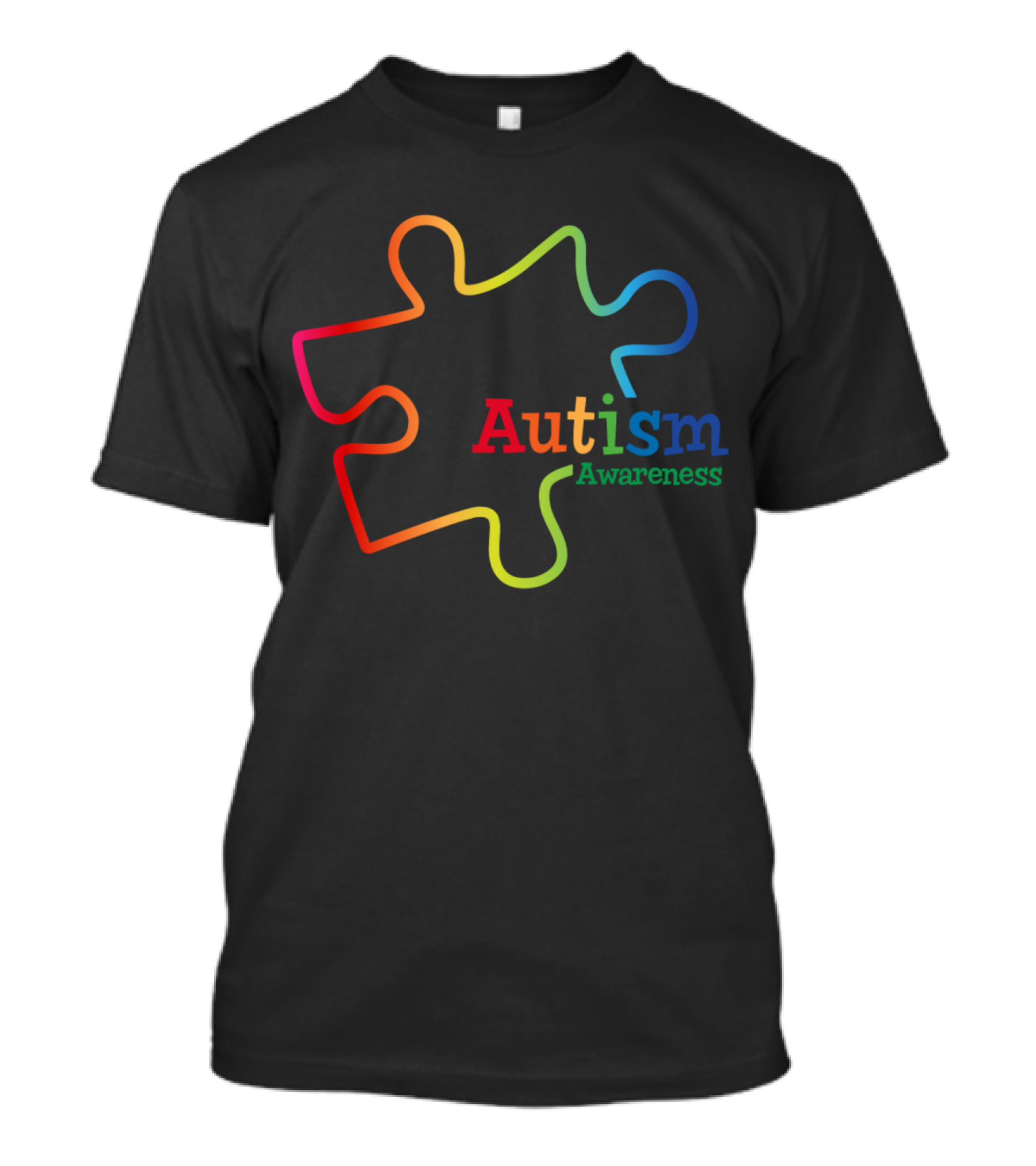 Autism Awareness Rainbow Gradient Puzzle Piece T-Shirt