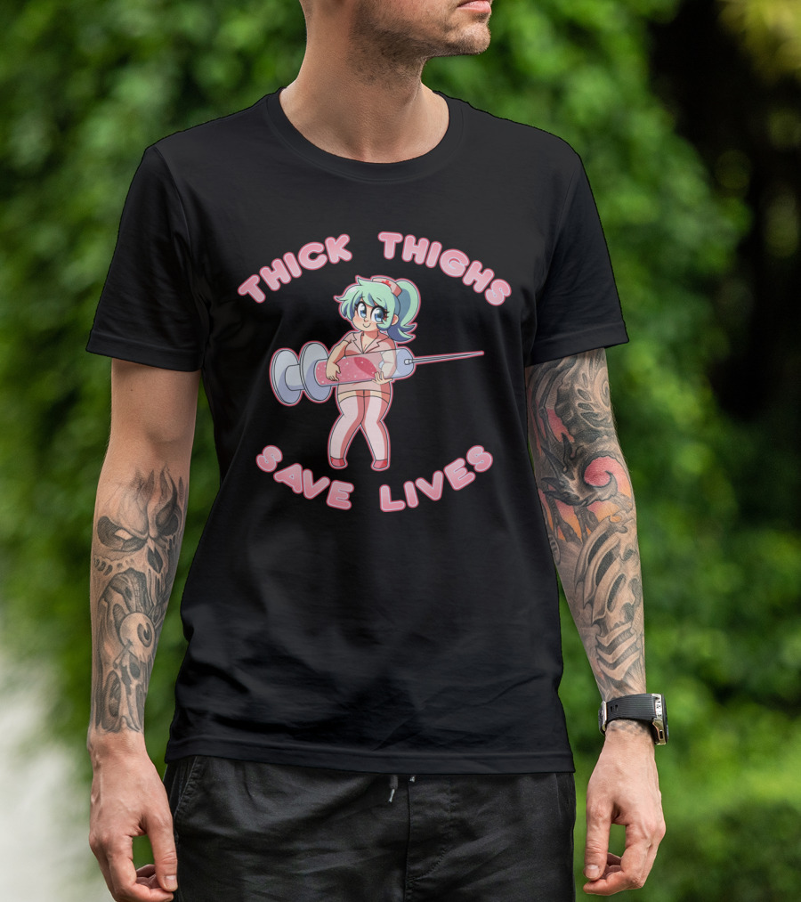 Thick Thighs Save Lives Nurse Anime Syringe Injector Cute Pastel T-Shirt