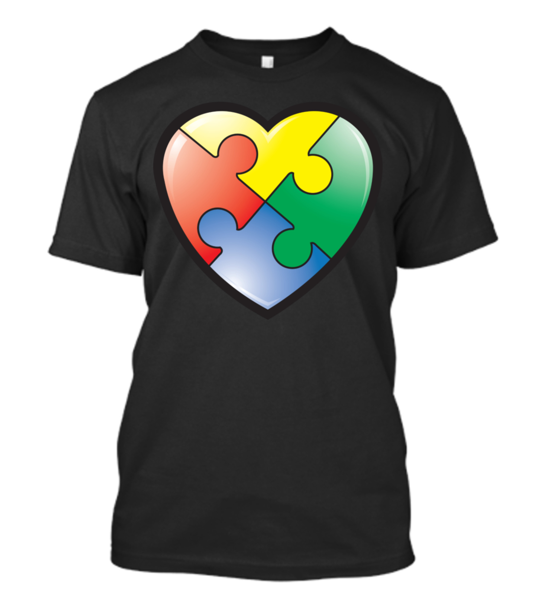 Autism Awareness Heart Puzzle Piece Multicolor T-Shirt