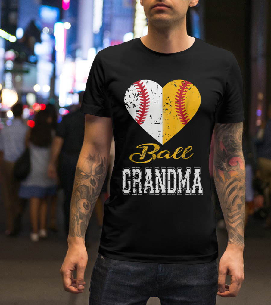 Ball Grandma Heart Baseball Softball T-Shirt