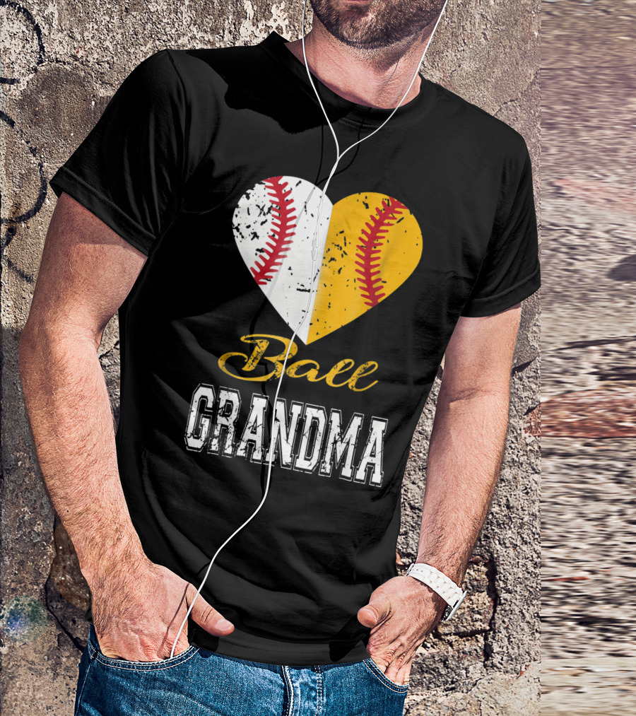 Ball Grandma Heart Baseball Softball T-Shirt
