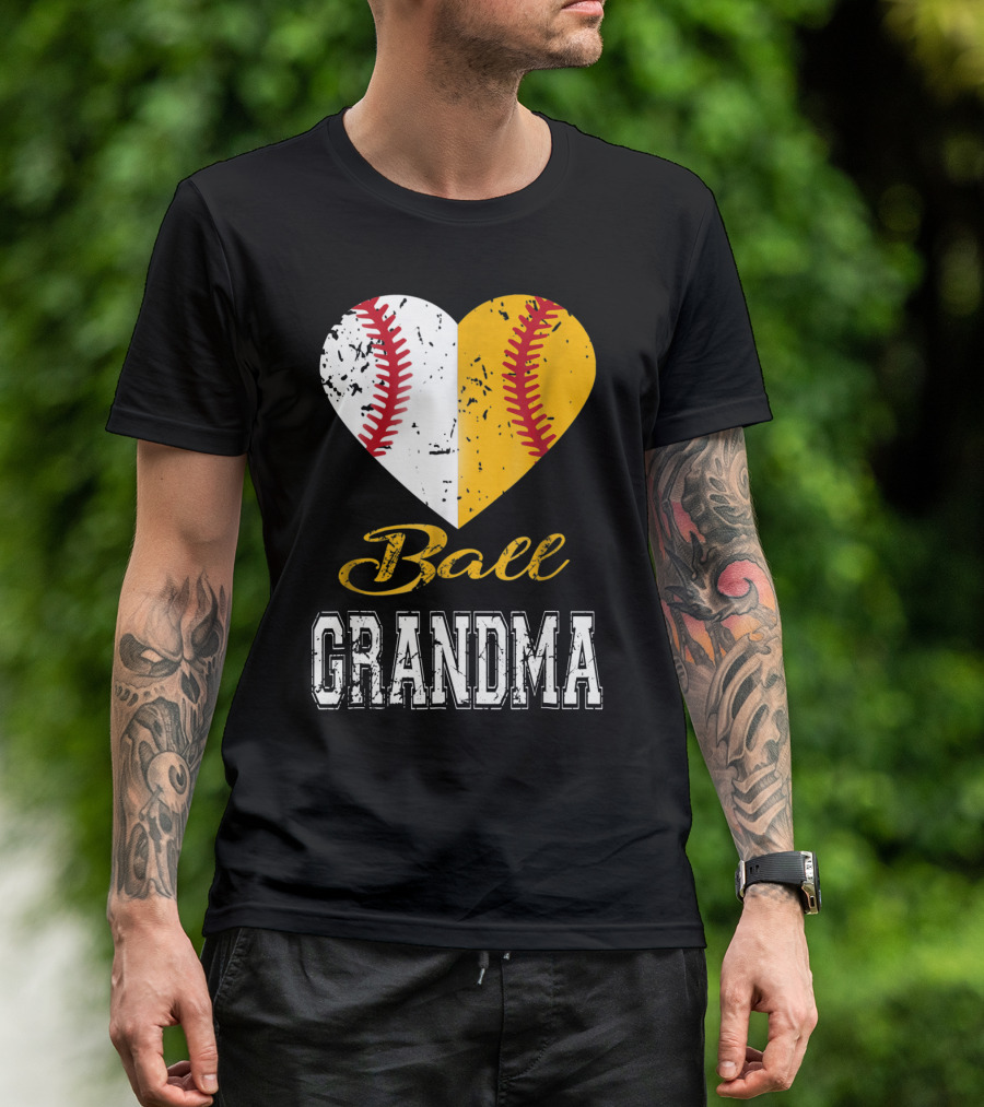Ball Grandma Heart Baseball Softball T-Shirt