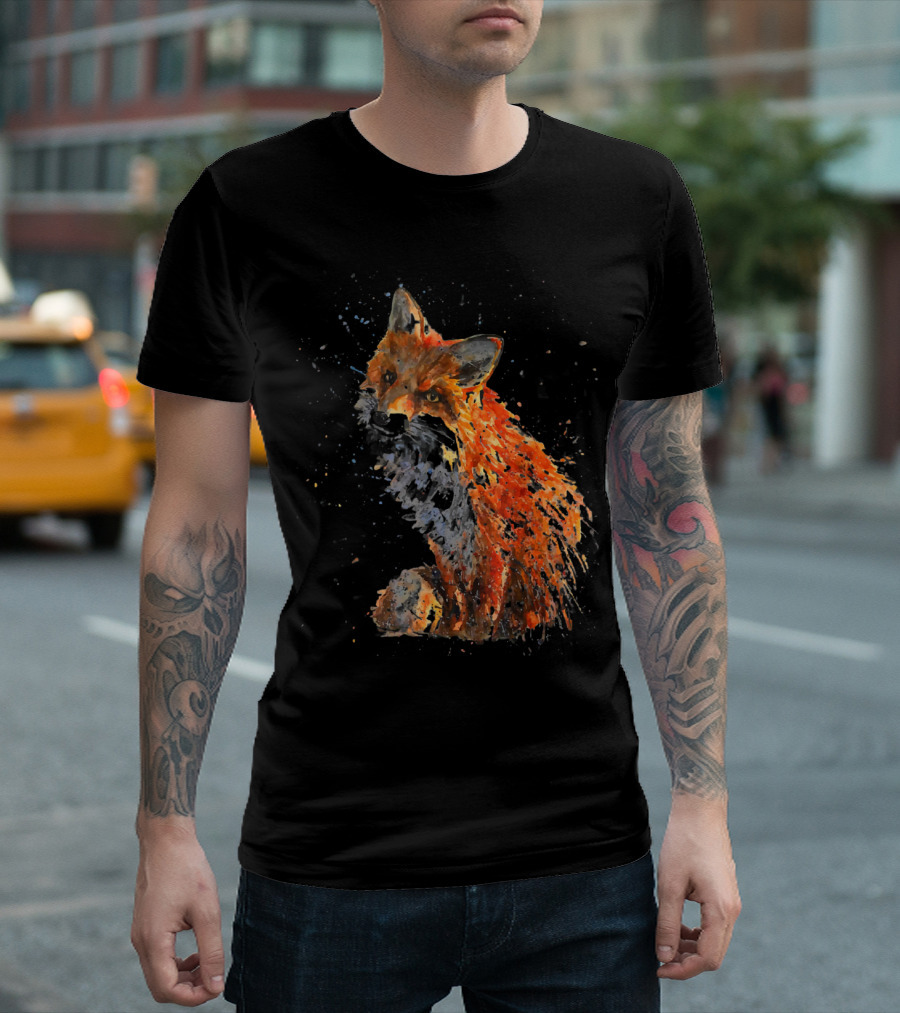 Fox Hand Painted Fox Watercolor T-Shirt
