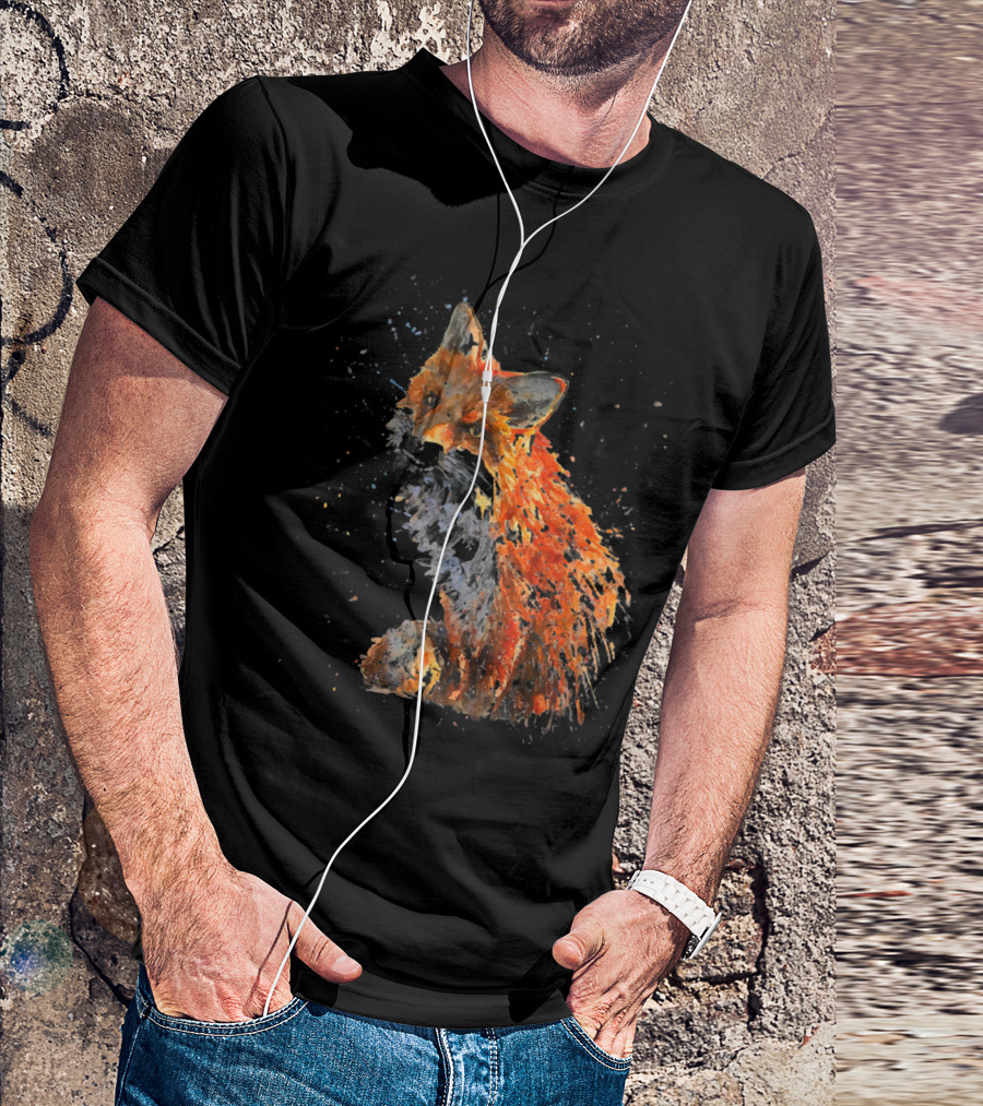 Fox Hand Painted Fox Watercolor T-Shirt