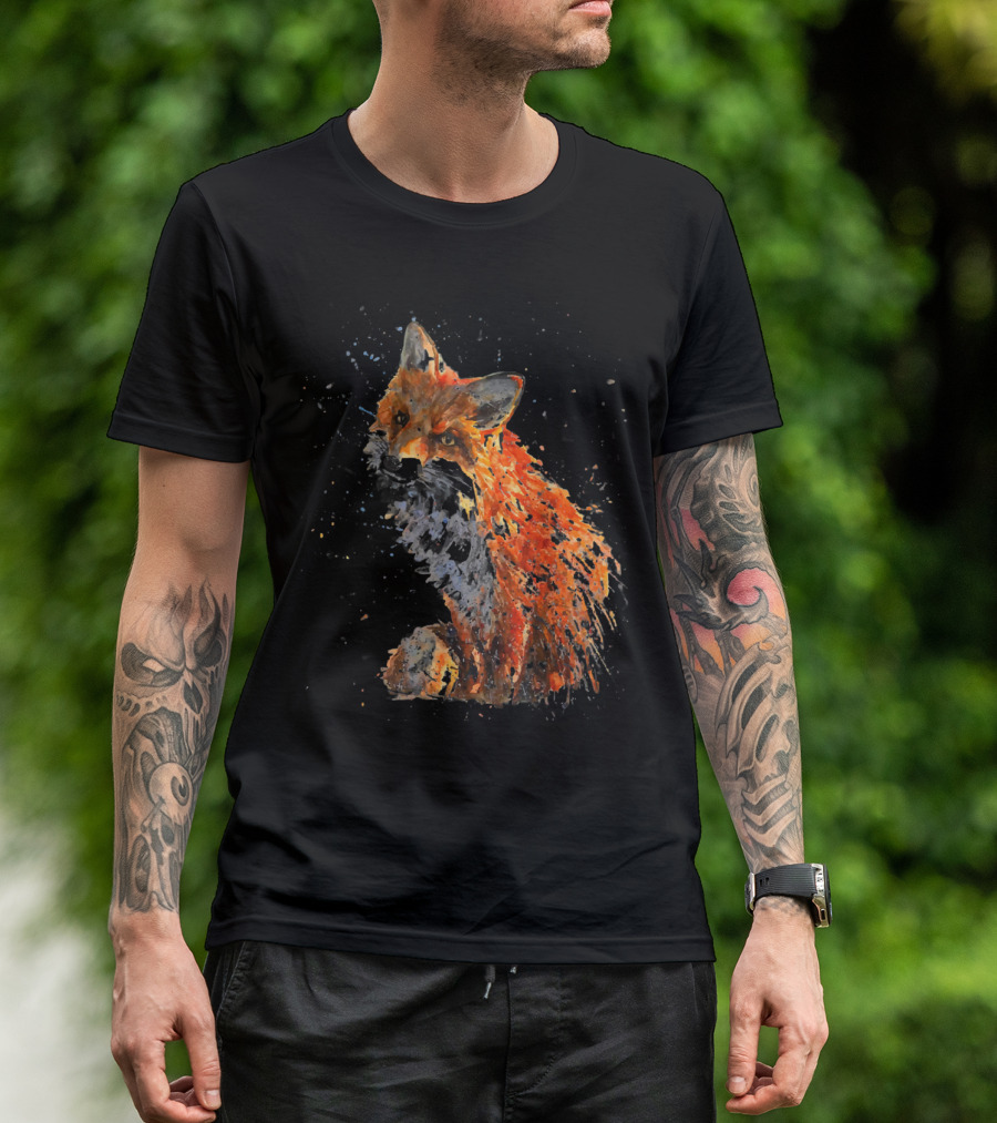 Fox Hand Painted Fox Watercolor T-Shirt