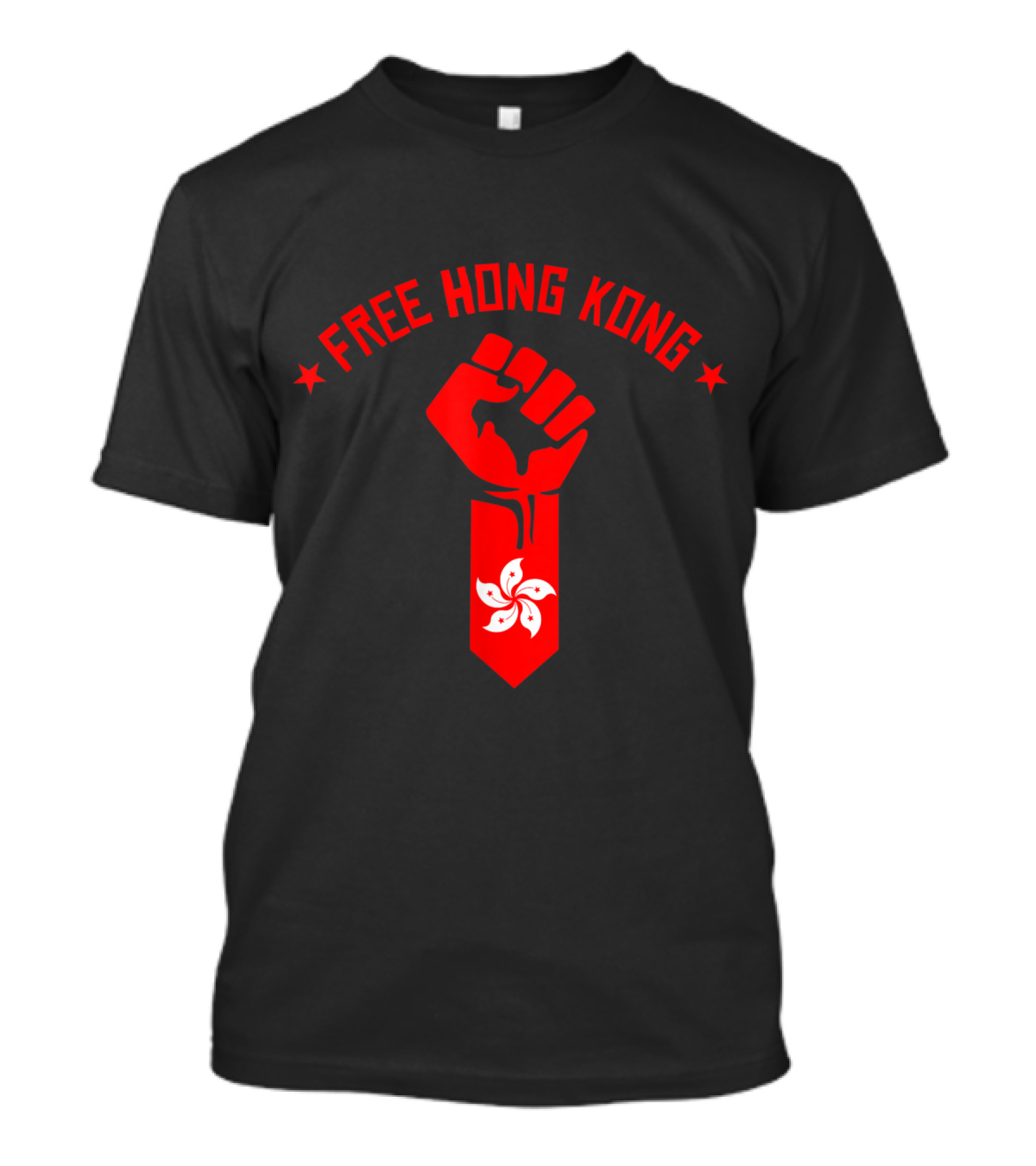 Free Hong Kong Resist Fist With Hong Kong Bauhinia Flower T-Shirt