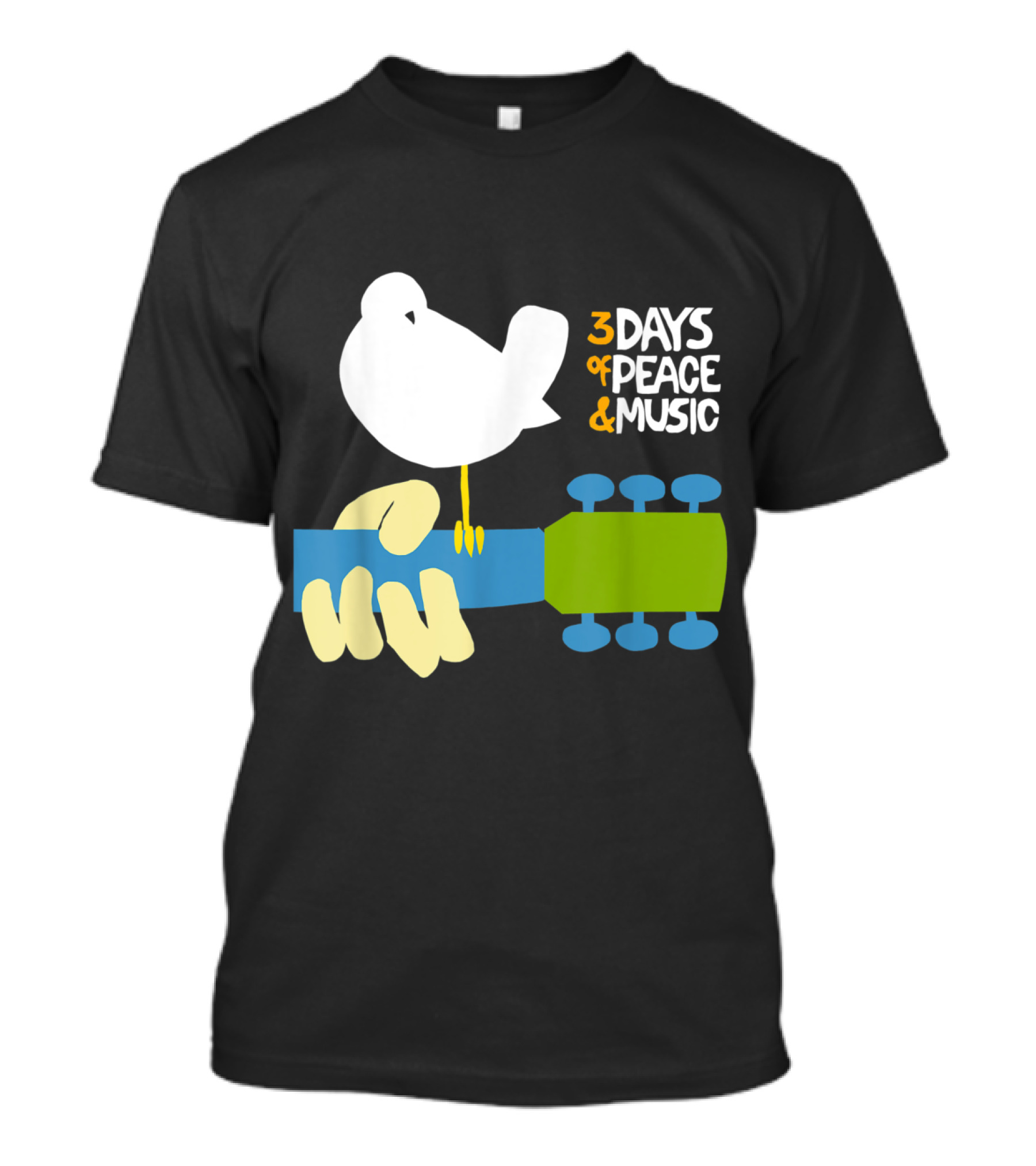 3 Days Of Peace And Music Woodstock Bird Guitar T-Shirt