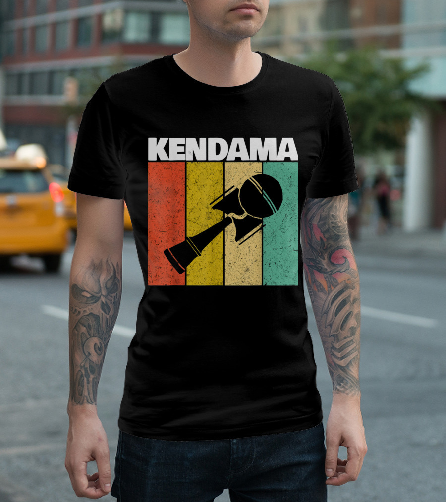 Kendama Player Training Japan Toy Trick Skill Sport Retro Stripes T-Shirt