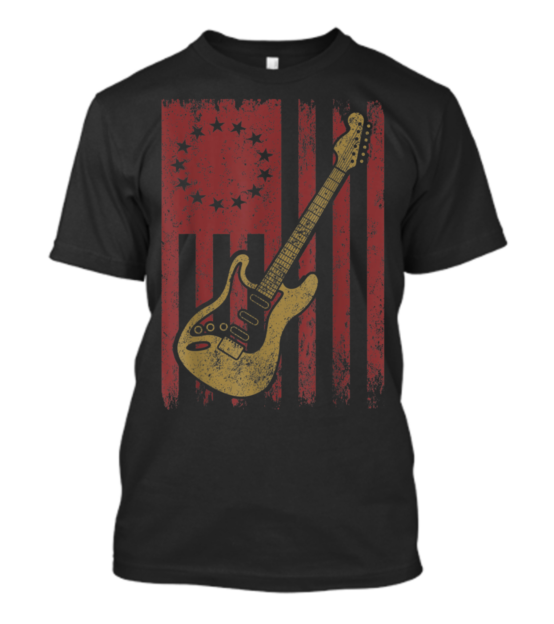 Betsy Ross Flag With Electric Guitar Vintage American Patriotic Guitarist T-Shirt