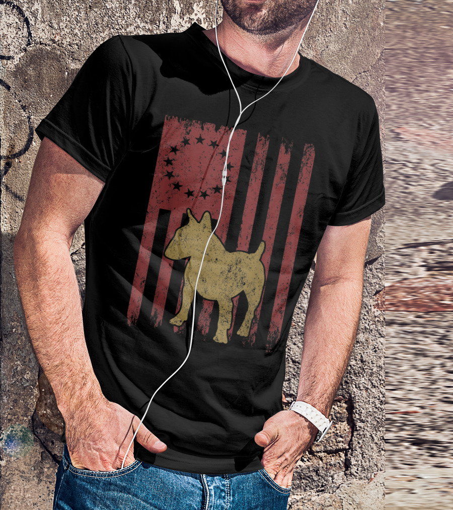 Vintage Betsy Ross Flag Bull Terrier Dog Patriotic Pride T-Shirt