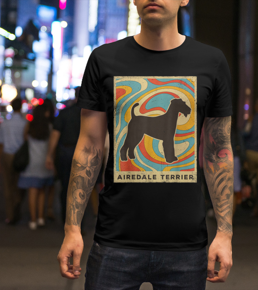 Airedale Terrier Psychedelic Vintage T-Shirt