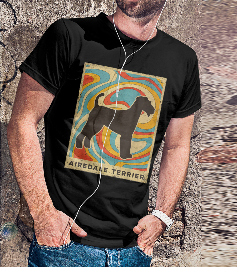 Airedale Terrier Psychedelic Vintage T-Shirt