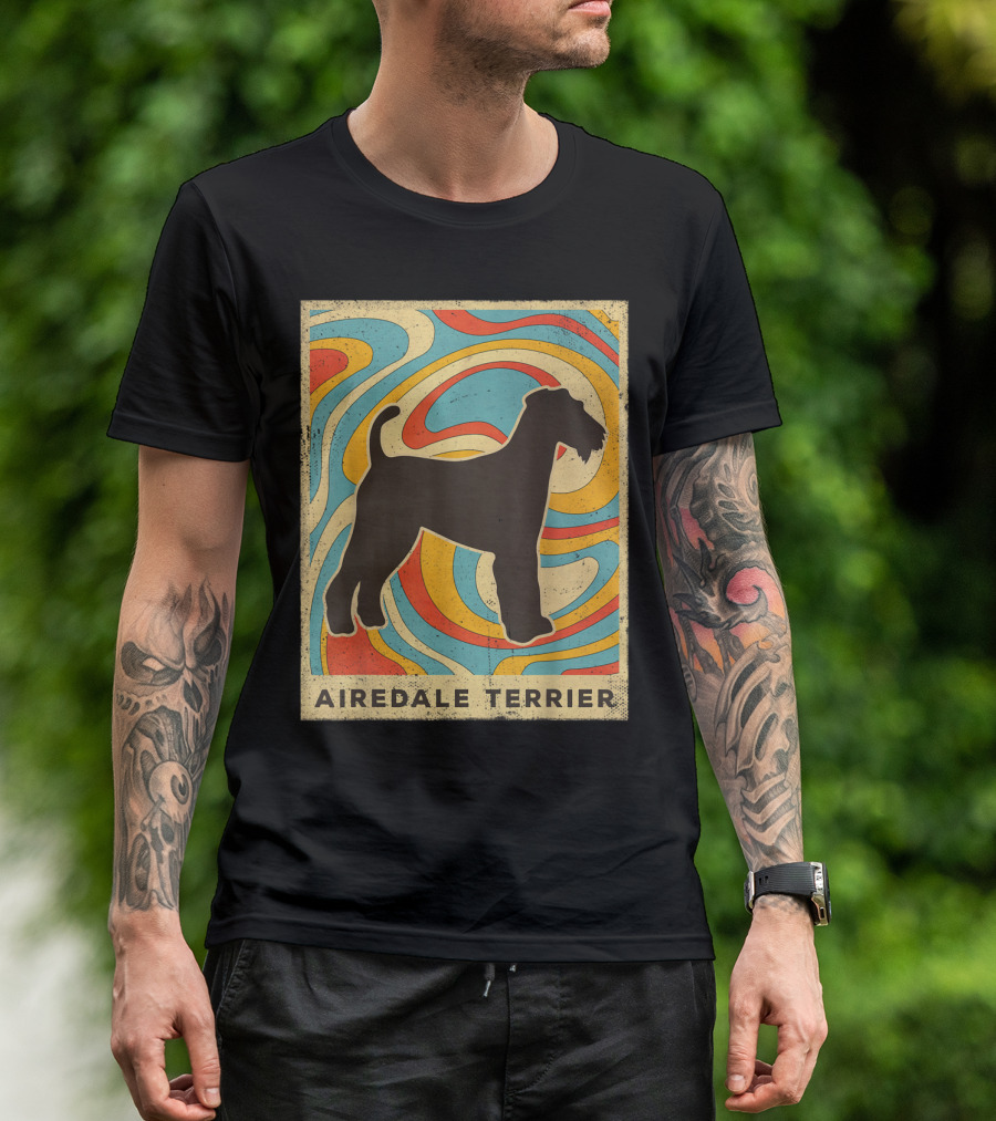 Airedale Terrier Psychedelic Vintage T-Shirt