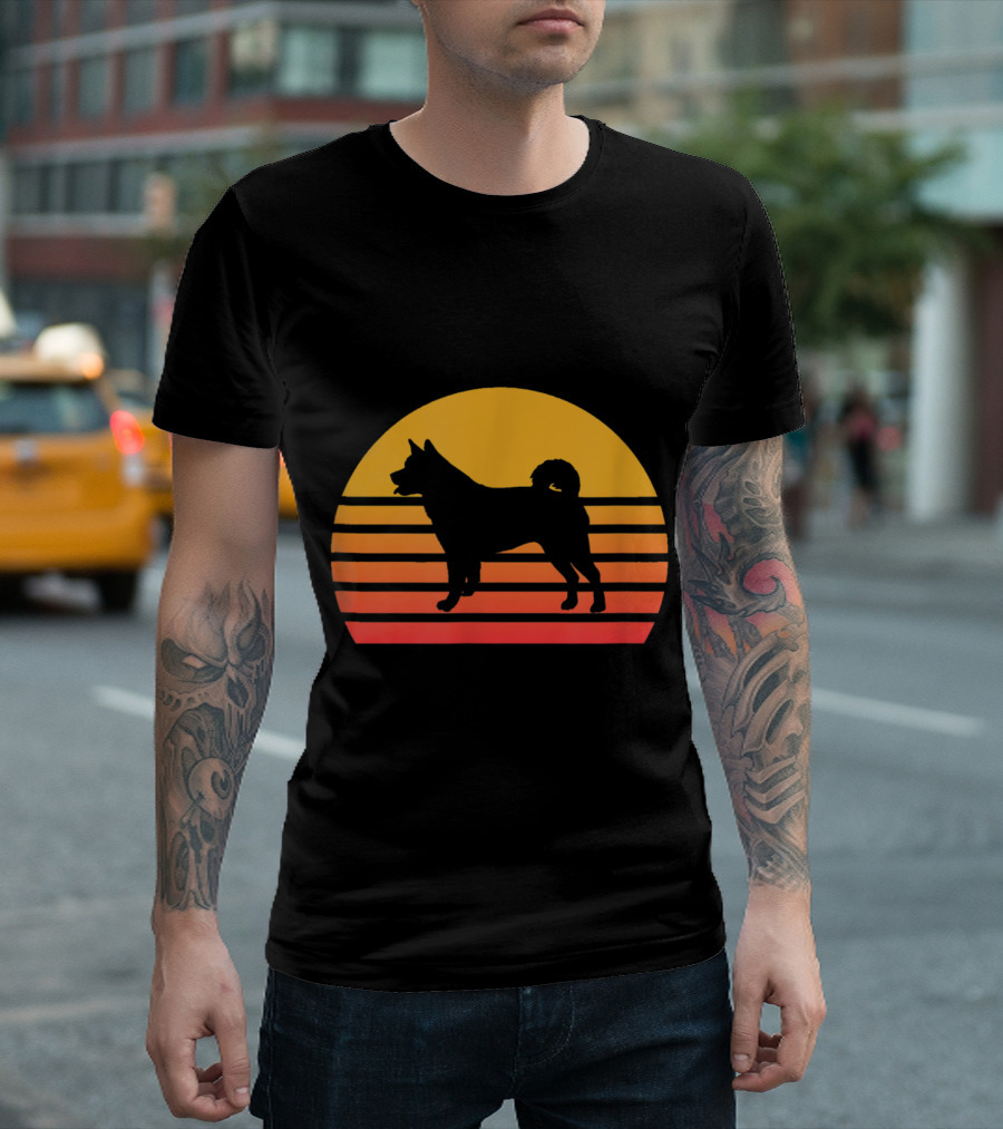 American Akita Vintage Lover I Love Akita Retro Sunset T-Shirt