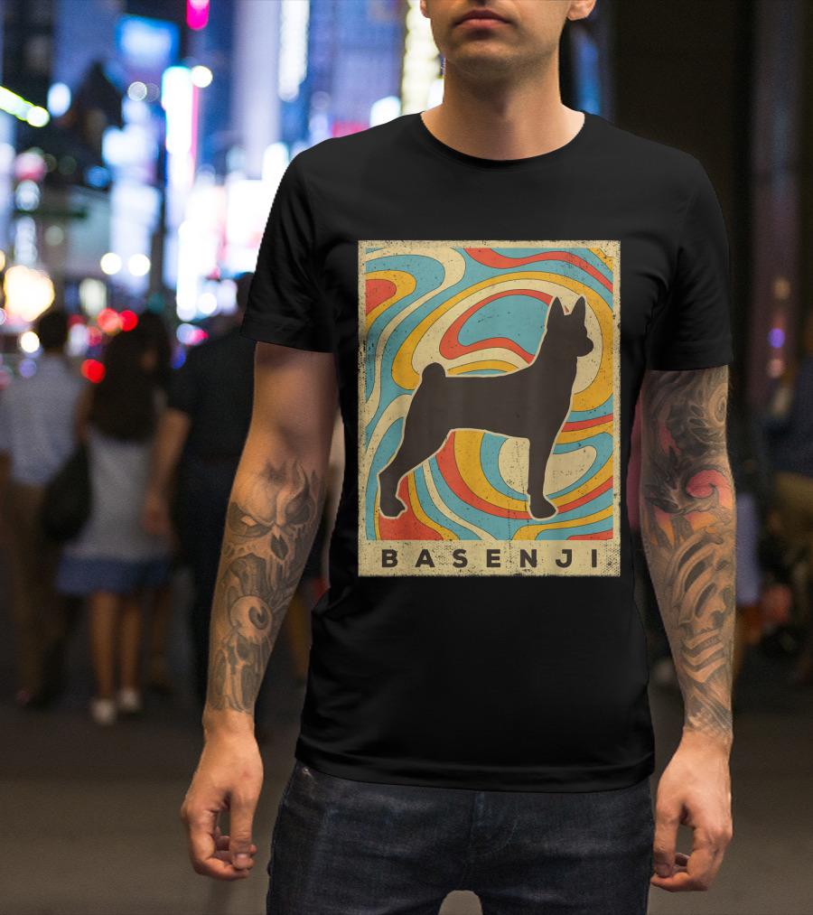 Basenji Retro Psychedelic T-Shirt