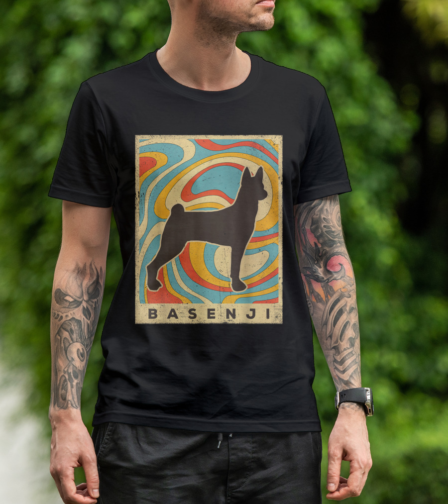 Basenji Retro Psychedelic T-Shirt