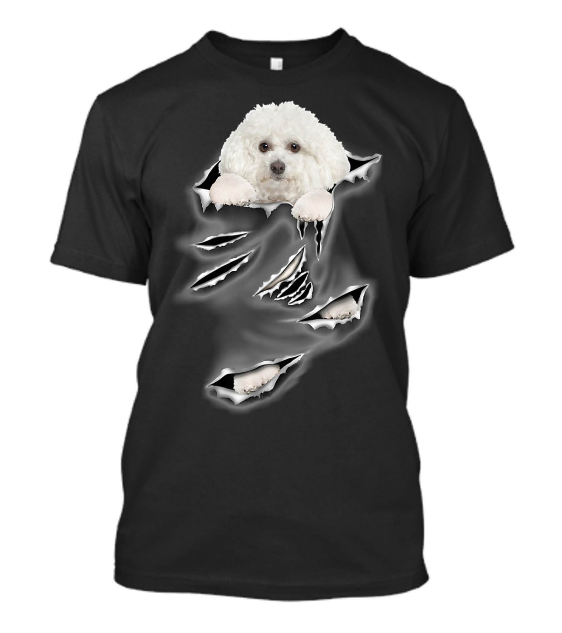 Bichon Frise Torn Pocket Scratch T-Shirt