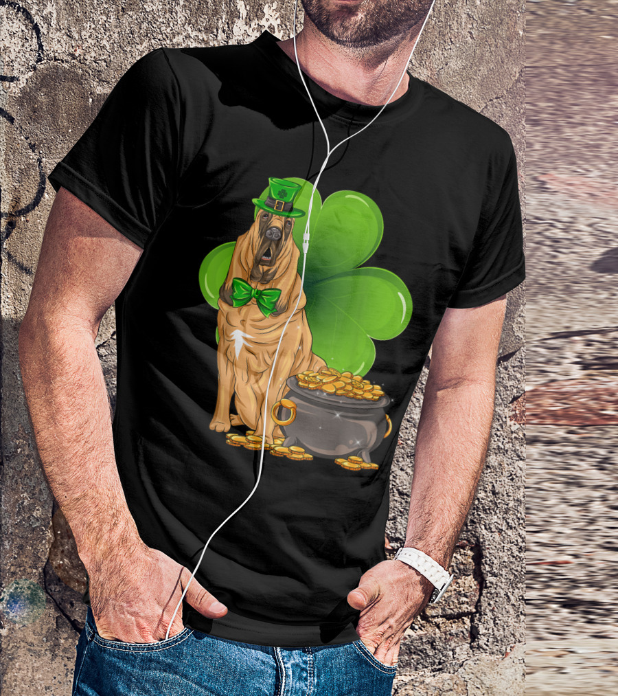 Bloodhound Leprechaun With Shamrock And Pot Of Gold T-Shirt