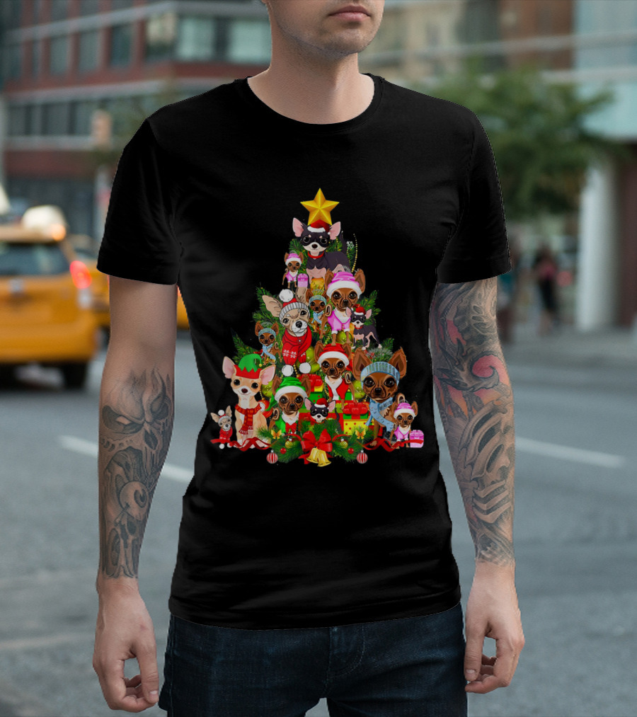 Chihuahua Christmas Tree Xmas Dog Holiday Festive Decor T-Shirt
