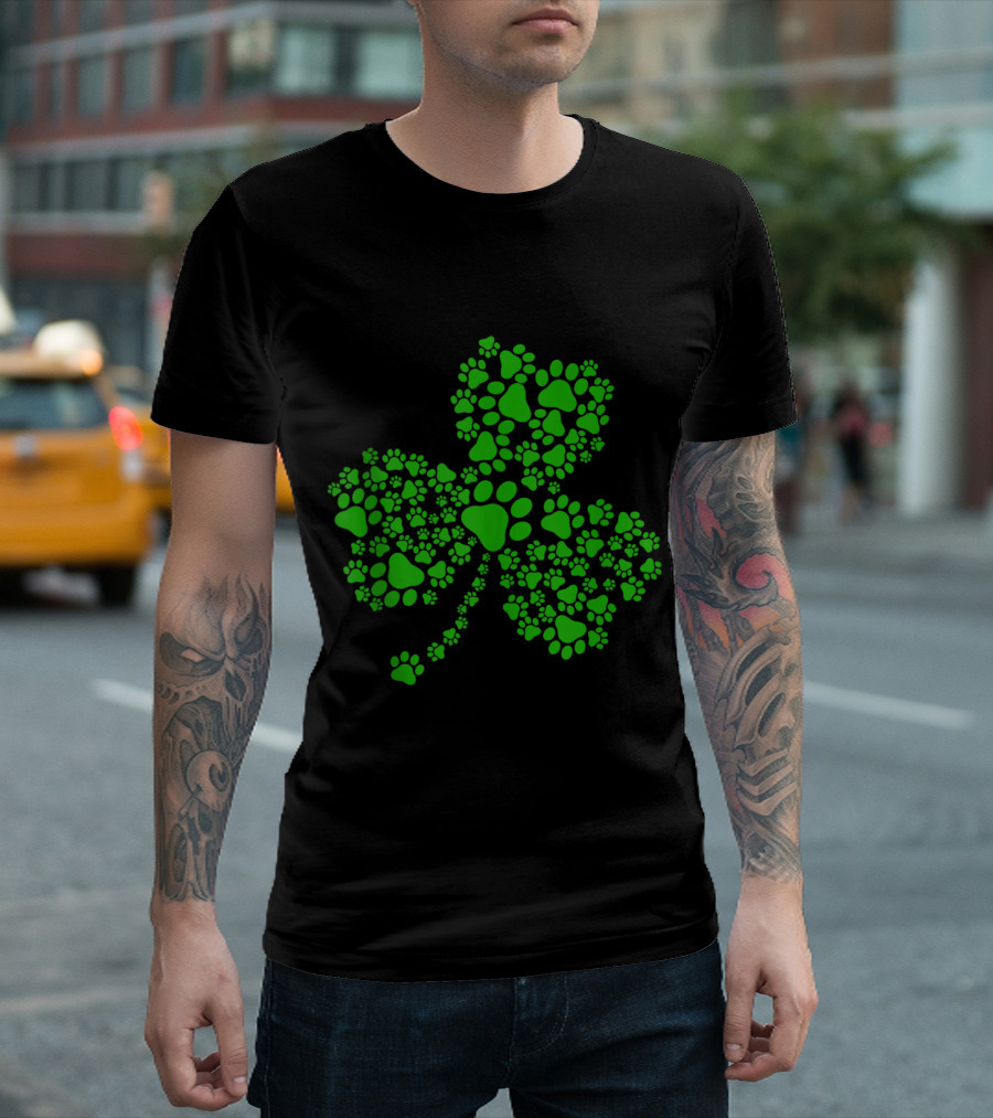 Dog Paw Irish Clover Best Lovely St Patrick's Day T-Shirt