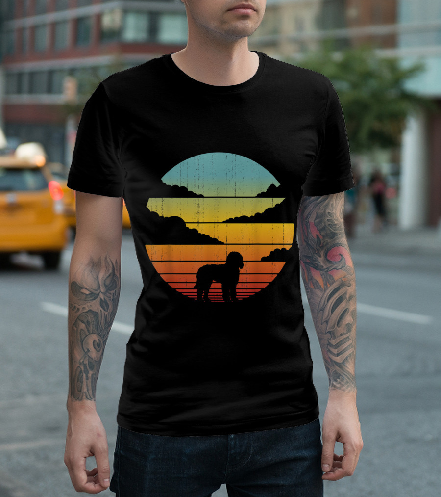Goldendoodle Sunset Retro Silhouette 60s 70s T-Shirt