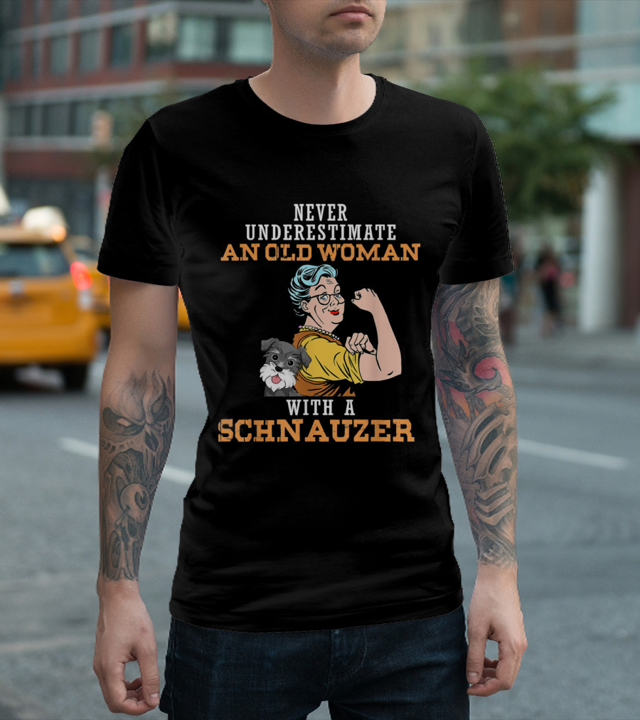 Never Underestimate An Old Woman With A Schnauzer Retro Rosie T-Shirt