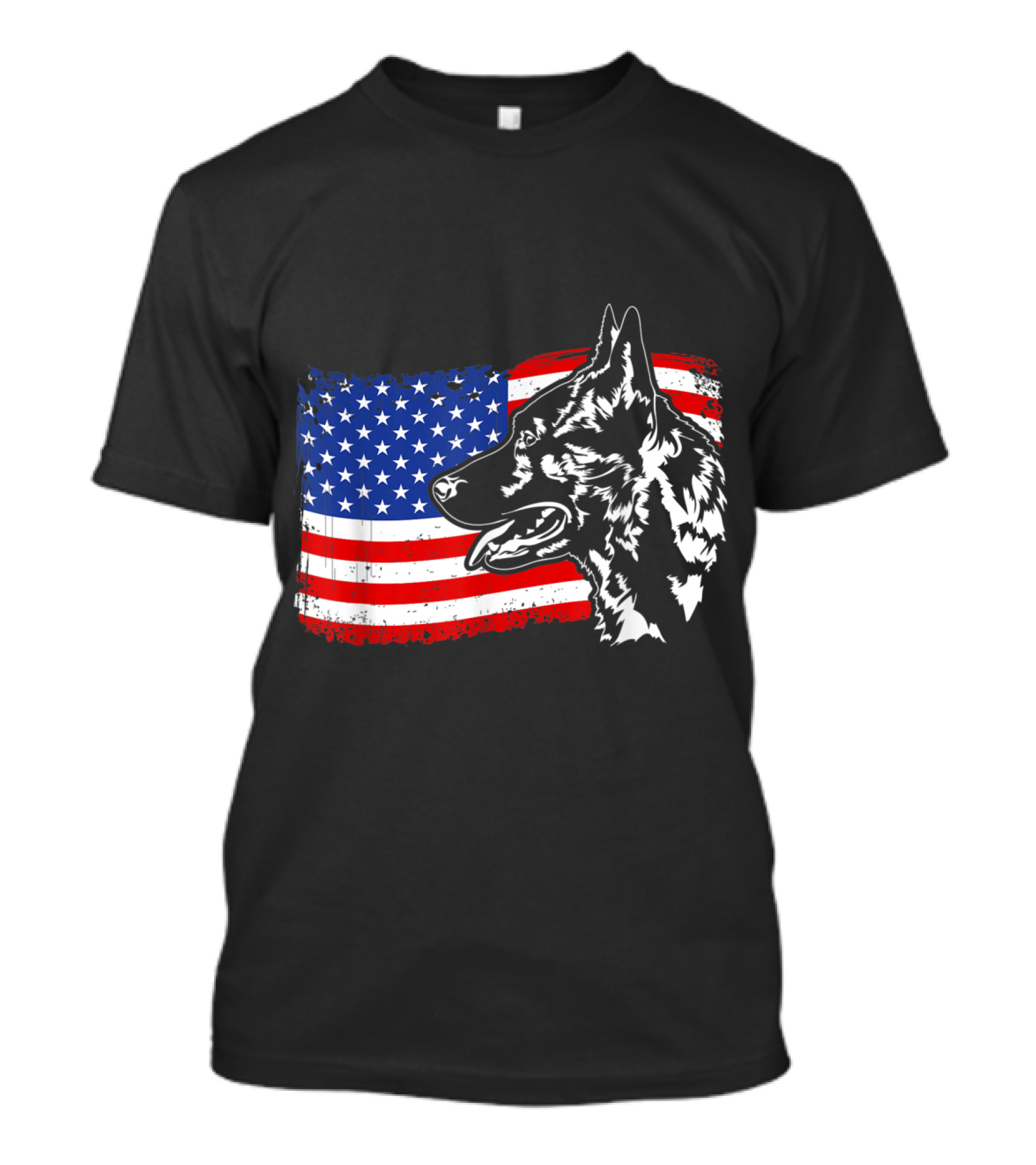 Proud Dutch Shepherd With American Flag Patriotic Dog T-Shirt
