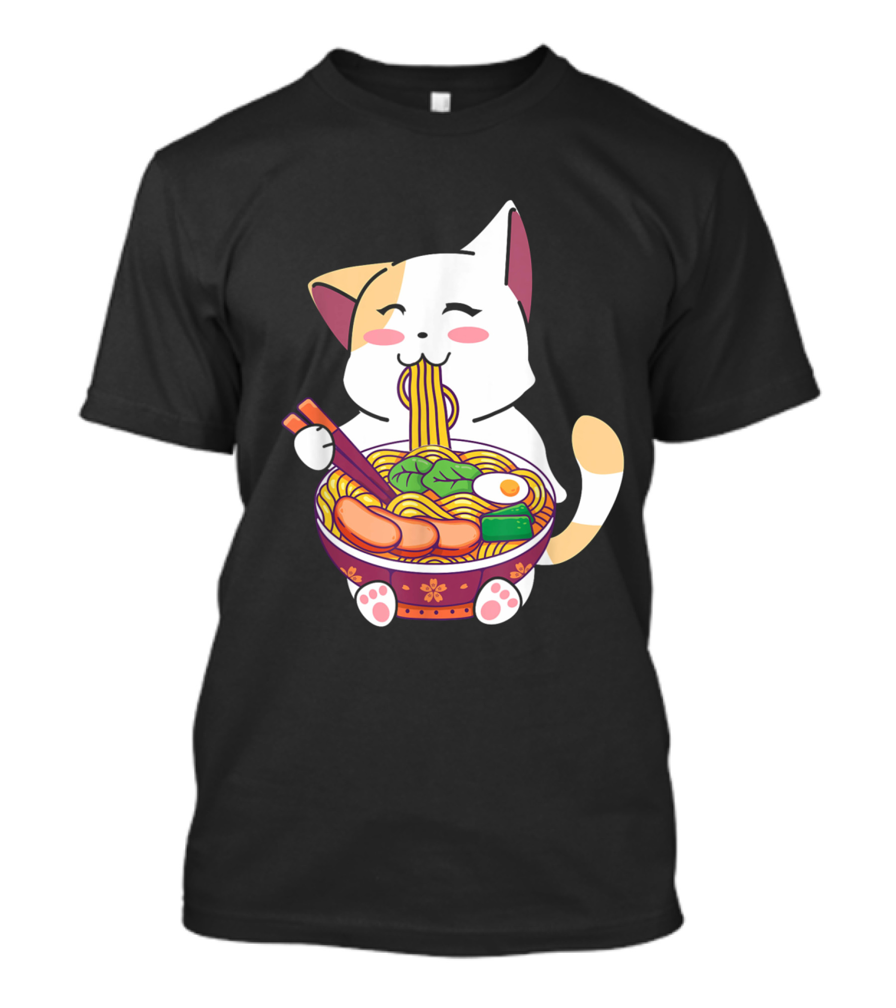 Cute Ramen Cat Kawaii Anime Kitten Lover Japanese Noodles T-Shirt