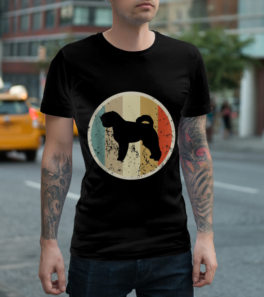 Retro Vintage Grunge Style Bouvier des Flandres Dog Silhouette Circle T-Shirt