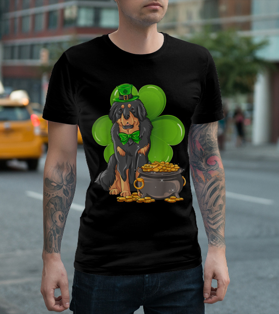 Tibetan Mastiff Leprechaun St Patricks Day Clover Coin Pot T-Shirt