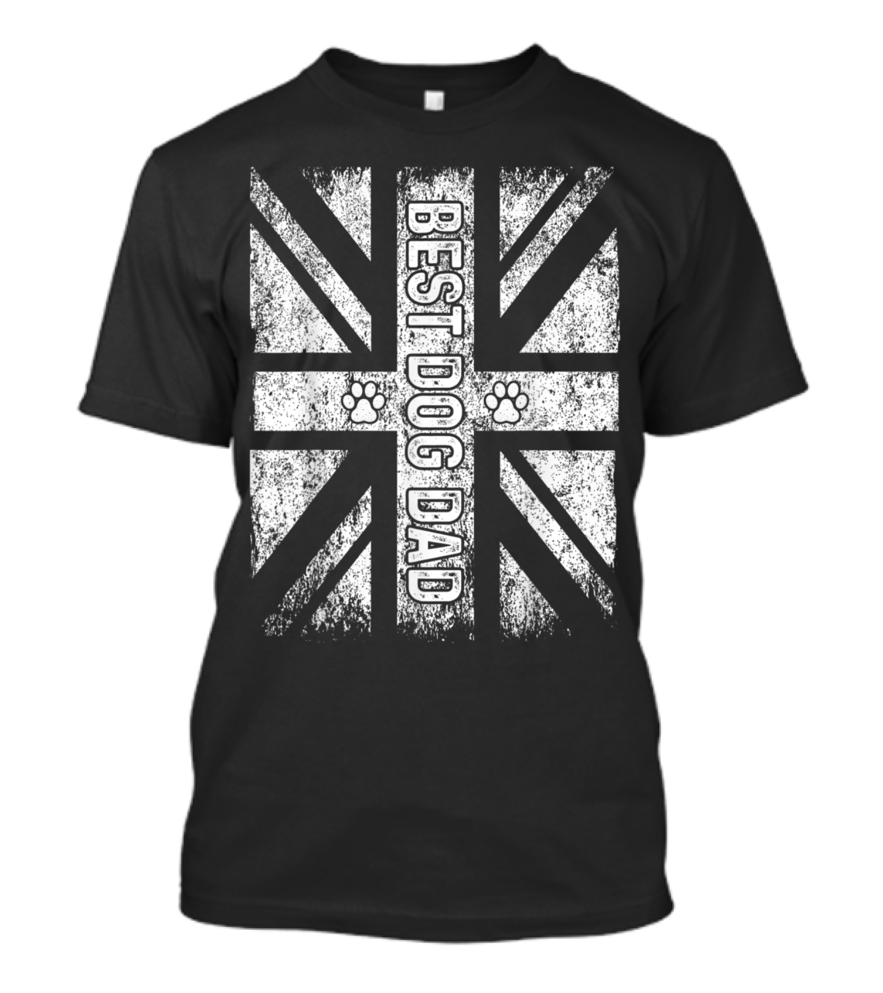 Best Dog Dad Vintage United Kingdom Flag With Paw Prints T-Shirt