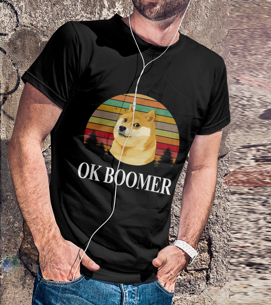 Vintage Sun Shiba Dog Meme Ok Boomer T-Shirt