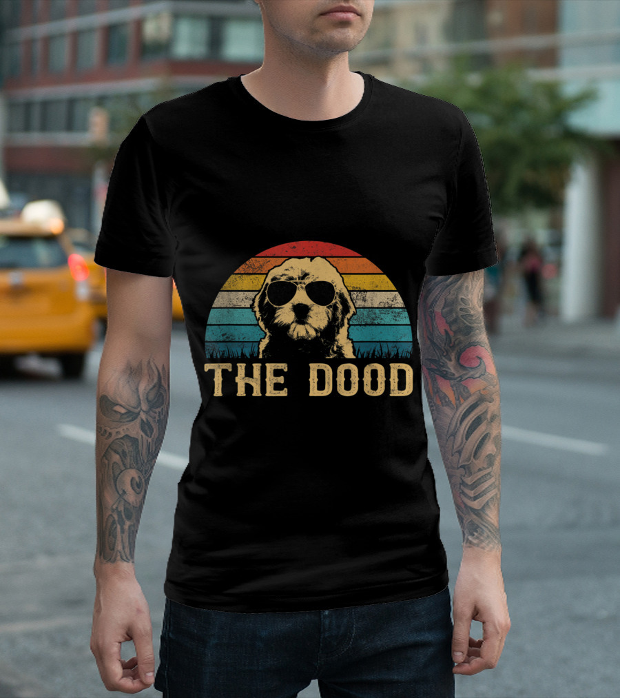 Vintage Goldendoodle The Dood Retro Sunset Sunglasses T-Shirt