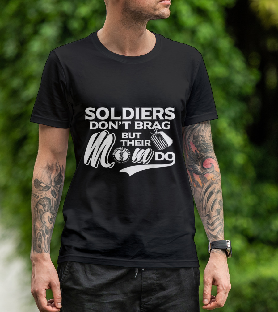 National Guard Soldiers Don't Brag But Their Moms Do Dog Tags Emblem T-Shirt