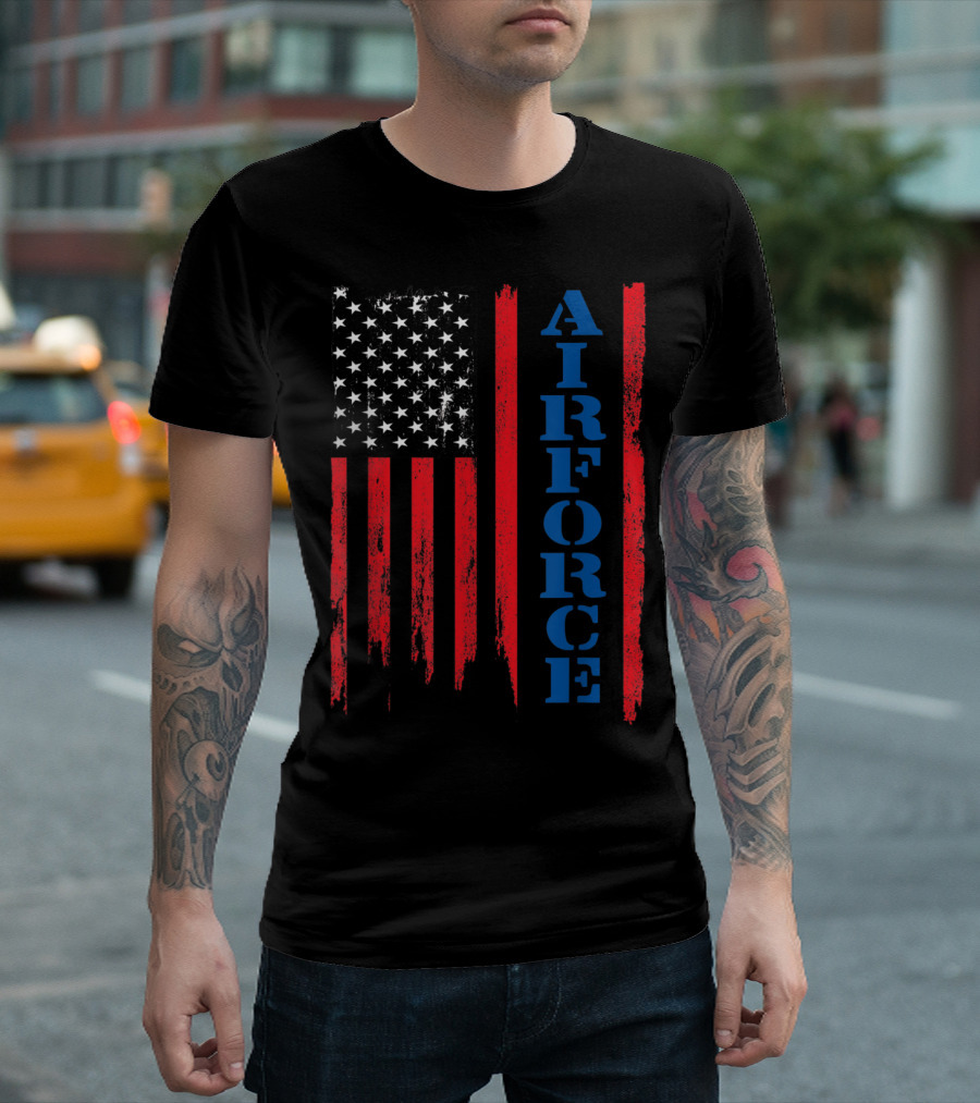 American Flag Air Force Vertical Stripes T-Shirt