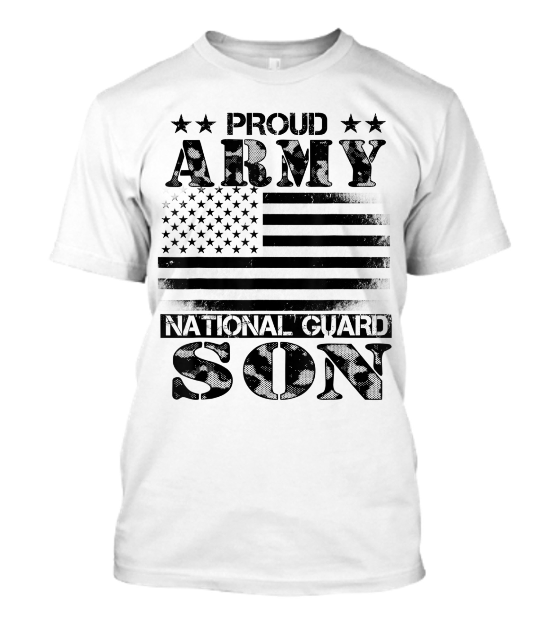 Proud Army National Guard Son American Flag Veterans Day Military T-Shirt