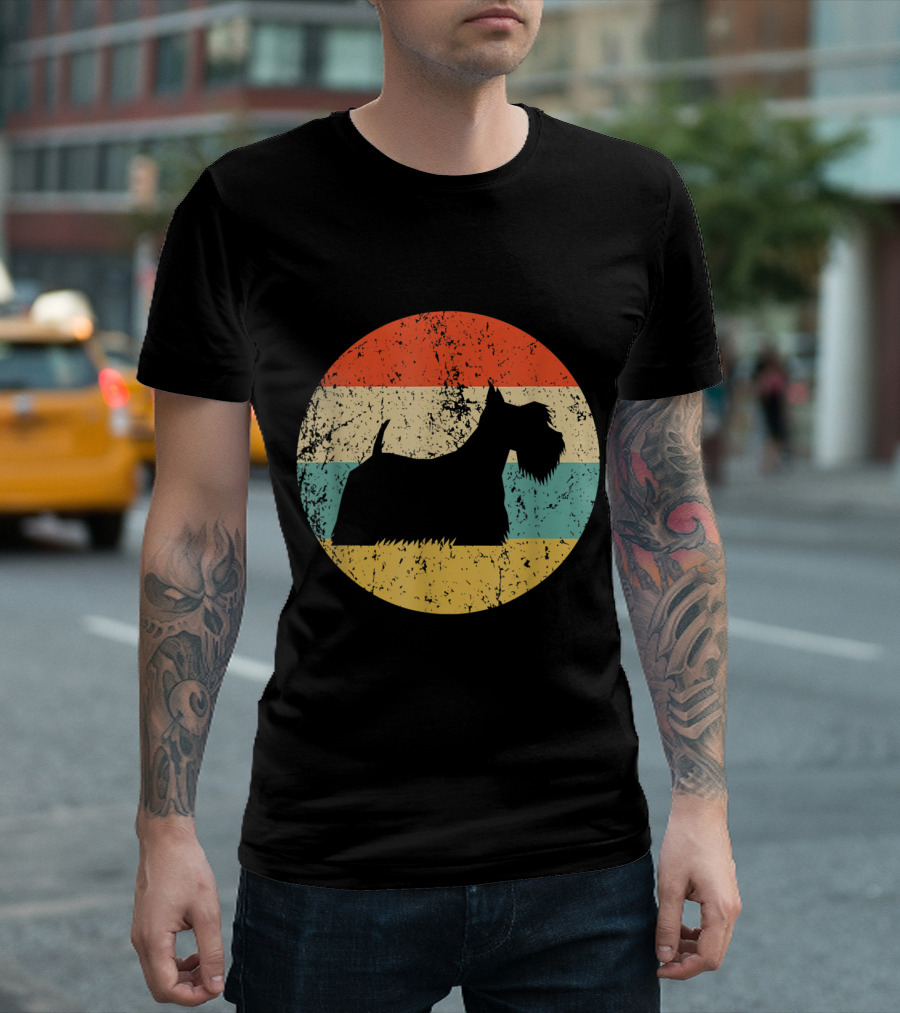 Scottish Terrier Vintage Scottie Dog Retro Stripes T-Shirt