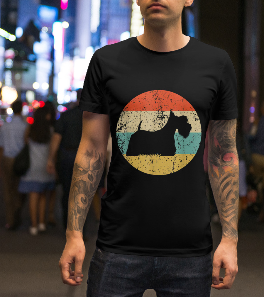Scottish Terrier Vintage Scottie Dog Retro Stripes T-Shirt