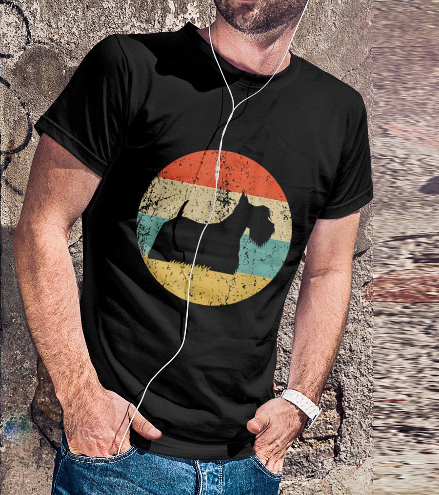 Scottish Terrier Vintage Scottie Dog Retro Stripes T-Shirt