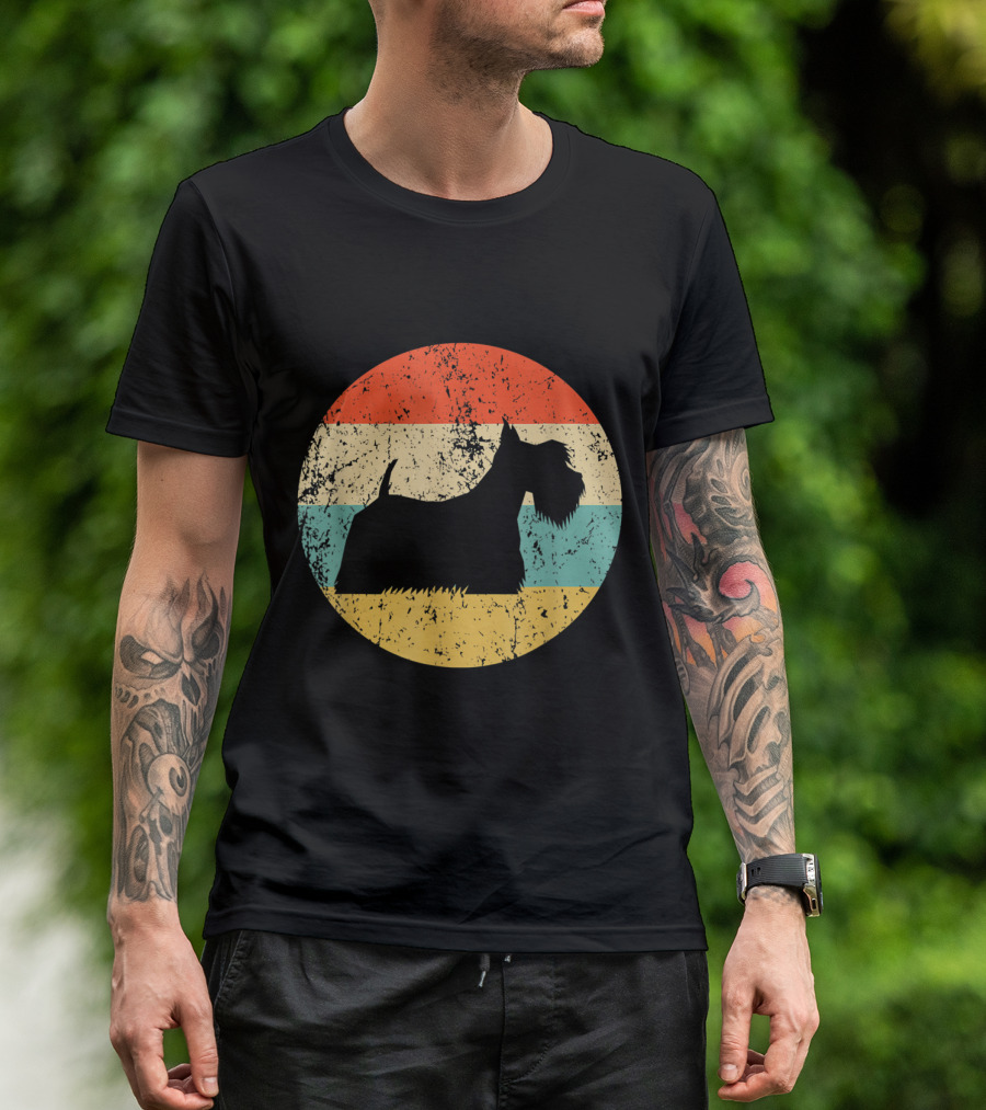 Scottish Terrier Vintage Scottie Dog Retro Stripes T-Shirt