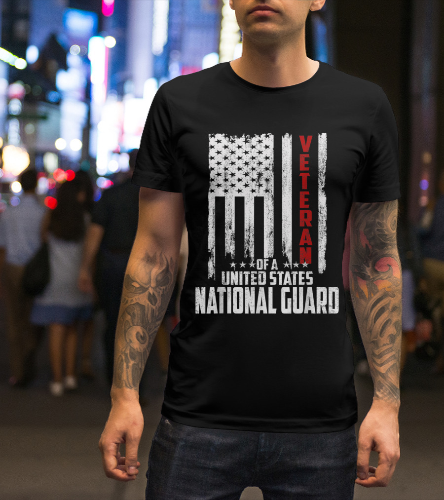 Veteran Of The United States National Guard American Flag T-Shirt