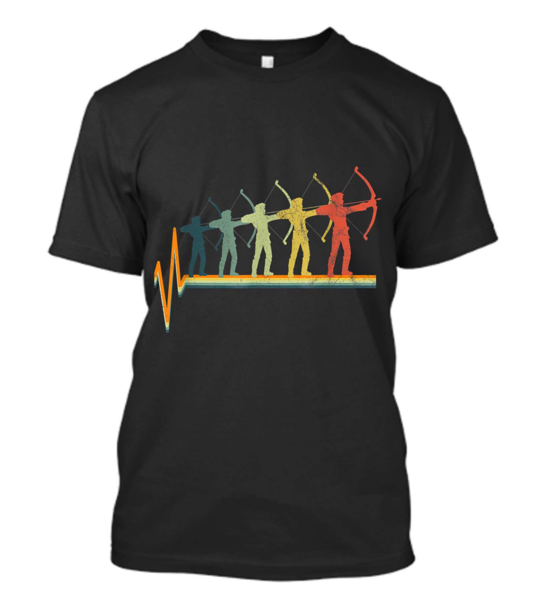 Retro Archery Bow Hunting Heartbeat Stripe T-Shirt