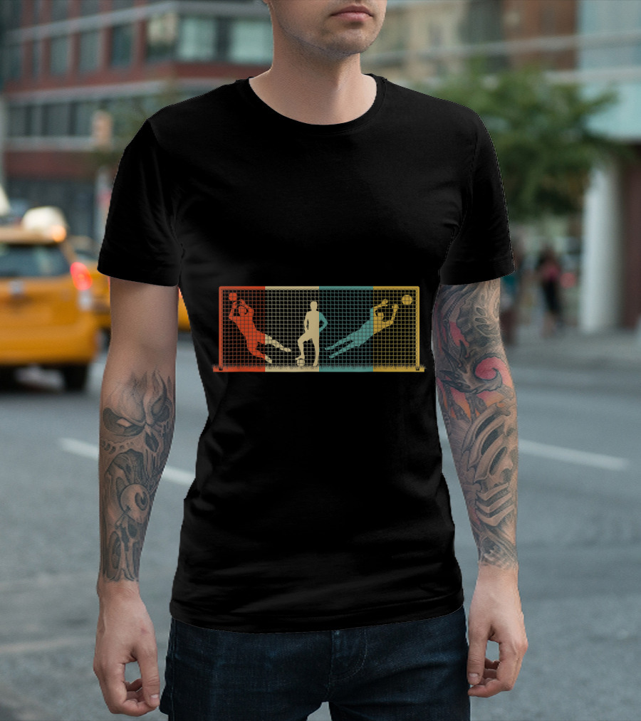Vintage Soccer Goalkeeper Silhouettes in Action T-Shirt